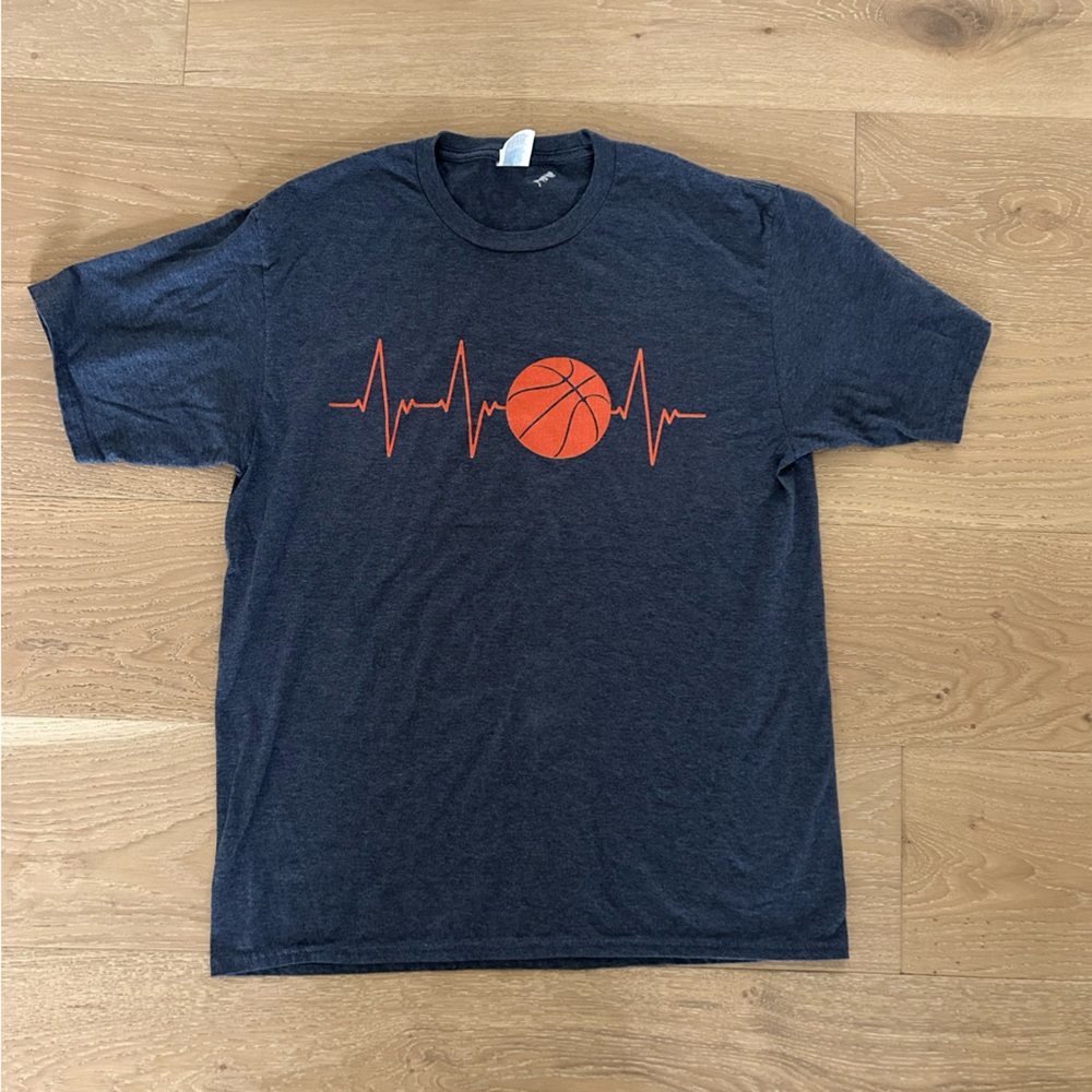 Navy Basketball Heartbeat Graphic Tee